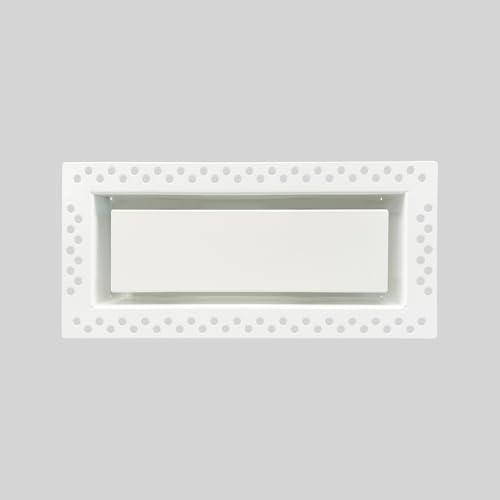 DDPow Flush Wall Vent Cover 4x10 Inch for Drywall Vent, Metal Wall-Mounted Air Register Grille, Easy Install, Paintable, (White, 1 Pcs, No Manual Damper)