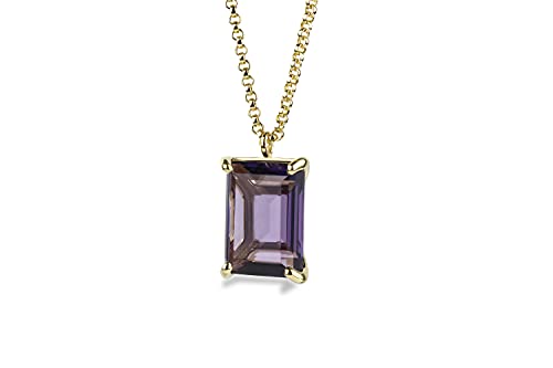 Pendentif améthyste d'exception sur collier en or 14k prestige