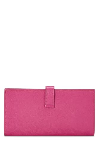 Pre-Loved Pink Chevre Bearn Soufflet Wallet, Pink3