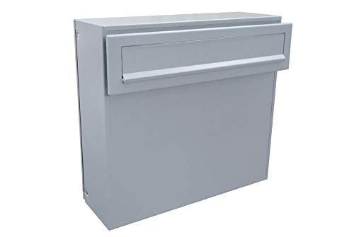 A-050 Zaun Durchwurf Briefkasten in Fenstergrau (RAL 7040) - LETTERBOX24.de