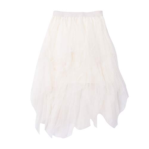 Women's 3 High Low Layered Tulle Skirt Gothic Punk Irregular Hem Tiered Mid - Length Elastic Waist Mesh Tutu Skirt