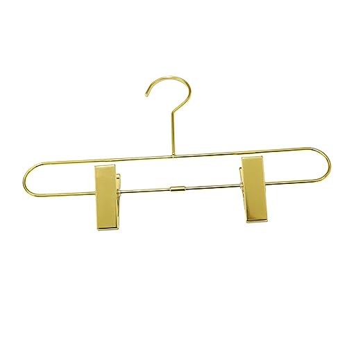MUCKLILY Retractable Metal Pants Rack Multi Function Drying Hanger with Non Slip Arms for Space Saving Storage Closets for Adult Pants Socks Golden