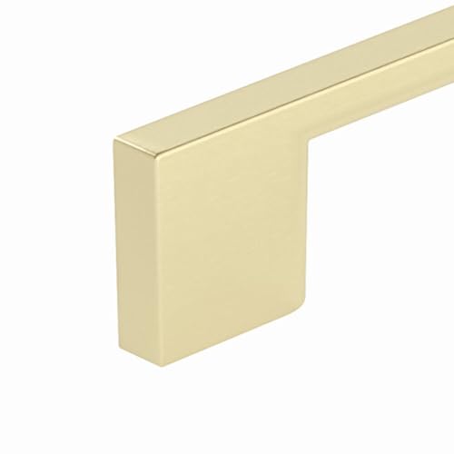 Image of Richelieu Hardware BP8160128160 Armadale Collection 5 1 /16-inch (128 mm) Center-to-Center Satin Brass Modern Rectangular Cabinet and Drawer Pull Handle for Kitchen, Bathroom, and Furniture