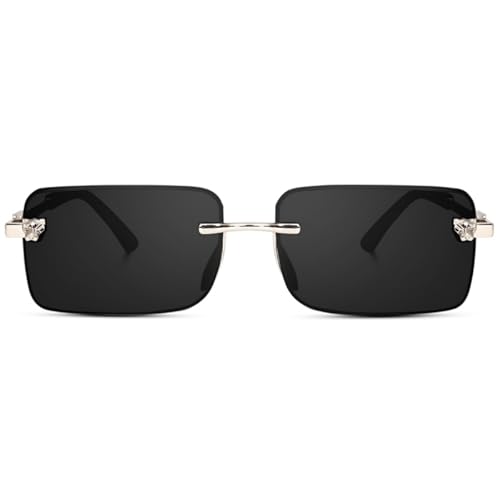 Image of IFLASH UV Protected Retro Rectangular Rimless Sunglasses for Men and Women
