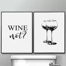 Impressions murales de verres à vin noir et blanc avec cadre de qualité
