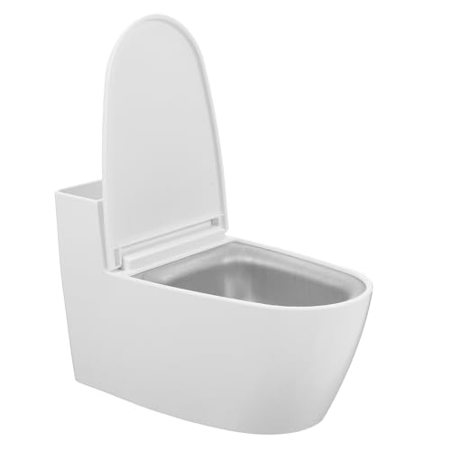 Holibanna Cenicero de Pared con Tapa Innovador para Baño y Sala, Hecho de Acero Inoxidable y Abs, Diseño Compacto Tipo Inodoro Que Ahorra Espacio, Adecuado para Suministros para Fumar Hogar