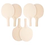 Kichvoe 6 Stück Unbemalte Holz Tischtennisschläger Selbstgemacht mit Griffen Leichte Sportpaddel für Training Freizeit und Wettkampf Signierbare Sammelobjekte