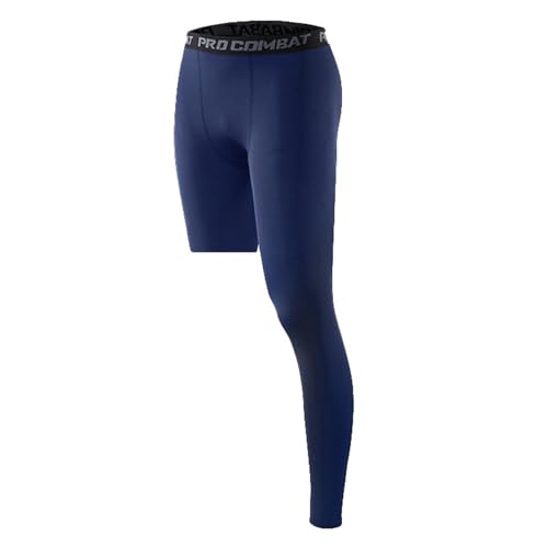 Pantalones Leggings de Hombre Capa Base Deportiva de Medias de Baloncesto Atletismo Correr con Ropa Interior Secado Rápido Medias Compresión One-Leg Capri 3/4 Deportivos Al Aire Libre, turquesa, M