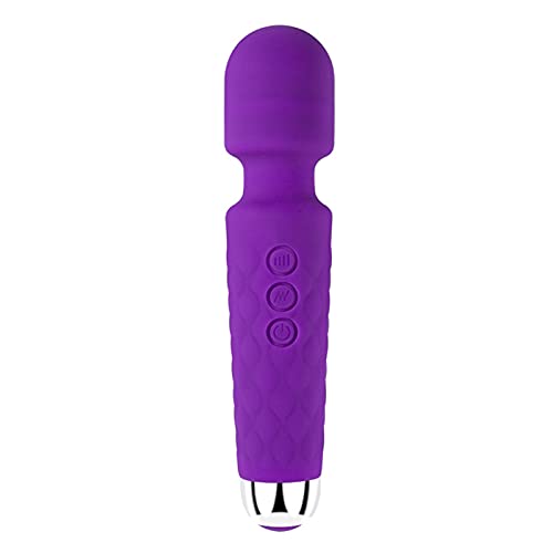 Personal Wand Massager,Cordless Handheld Rechargeable Massager with 20 Patterns and 8 Speeds for Neck Shoulder Back Body ,Quiet and Waterproof,Perfect for Sports Recovery & Muscle Aches (Purple)