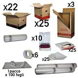 kit trasloco completo casa 110-120 mq – 47 scatole + 3 scatole porta abiti + accessori – cartoni resistenti doppia onda per traslochi organizzati