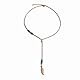 Faruodis Türkis Blatt Anhänger Halskette Feder Y-Form Halskette Kette Boho Perlen Schmuck für Frauen Damen (Gold)
