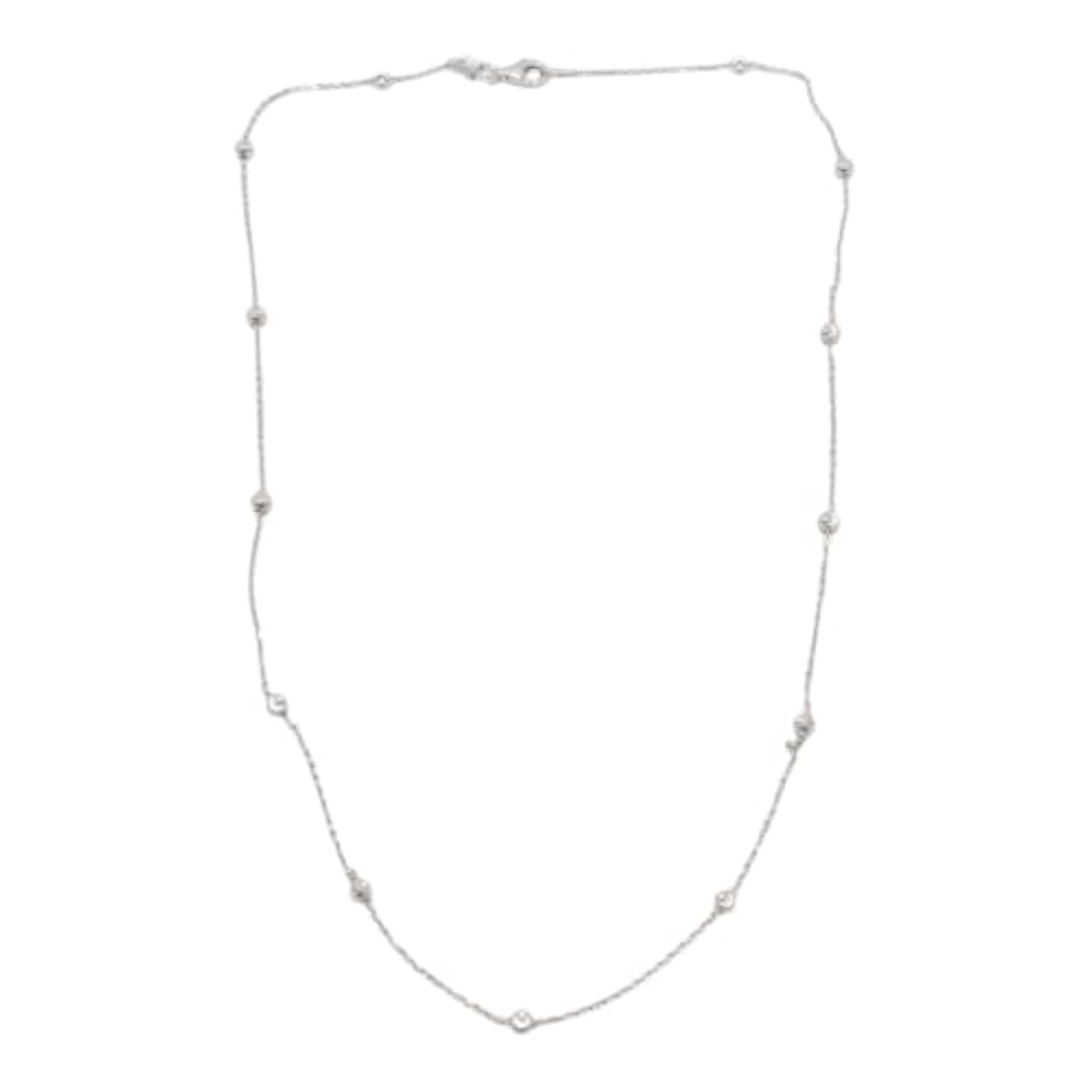 925 Sterling Silver Chain with Balls Necklace, 17.5"