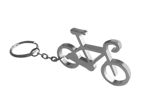 Sportigo &reg; Fahrrad Schl&uuml;sselanh&auml;nger mit Flaschen&ouml;ffner in der Farbe Silber/Flaschen &Ouml;ffner Anh&auml;nger/Radfahrer Rennrad MTB Geschenk Vater Geschenkidee