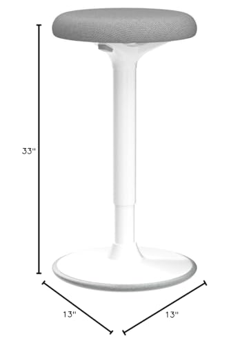 Image of Fully Luna Standing Desk and Task Stool - Ergonomic Balance Office Wobble Chair - Slip-Resistant Rubberized Base (White Base, Gray Cushion)