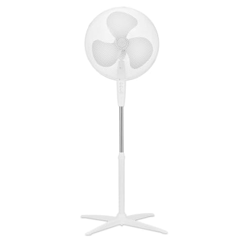 TIENDA EURASIA - Ventilador de Pie | Ventilador de Pie Silencioso | 45 W de Potencia | 3 Velocidades | Oscilante | Altura Ajustable | 2 Posiciones Fijo/Rotativo | 62 x 130 cm (Blanco)