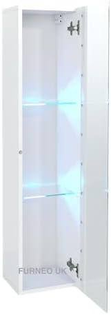Furneo White Floating Display Cabinet Wall Unit Art01