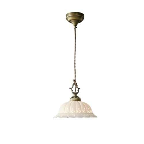 Suspension laiton et céramique haut de gamme à abat-jour porcelaine