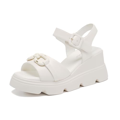 Image of Women's Comfort Padded Flat Peep Toe Slingback Sandals with Ankle Strap Shoes White US5