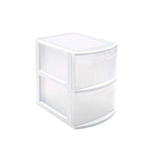 Bianco e traslucido DRW Cassettiera 2 cassetti PVC Bianco e traslucido 28.5x39x40 cm