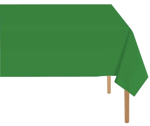 RCFFDL Green Plastic Tablecloth (2 Pack), 54 x 108 inch Dining Table Cover for Rectangle Table, Dark Green Disposable Tablecloths for Decor Parties, Birthday, Bridal Shower, Wedding