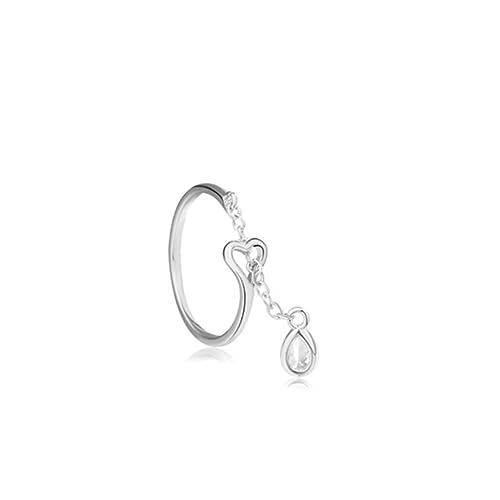 WHZHDMA Heart Love Adjustable with Extension Chain Stackable Hug Ring Christmas for Her