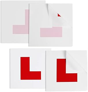 Onarway Learner Plate L Plate 4 Pack for driver learner, 2 PCS of Self Adhesive L Sticker & 2 PCS of Electrostatic L Plates for Car Window, No Fading No Blow off Easy to Move without Scratching