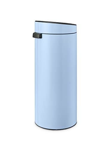 Image of Brabantia 8 Gal Kitchen Touch Trash Can New (Dreamy Blue) Removable Lid, Soft-Touch Open, Garbage Can + Bags
