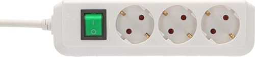 Brennenstuhl Eco-Line, Steckdosenleiste 3-Fach (Mehrfachsteckdose mit erhöhtem Berührungsschutz und Schalter) (weiß, 3,0m)