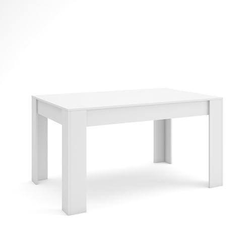 Skraut Home | Esszimmertisch | Küchentisch, Esstisch | 140x90x76 cm | Für 6 Gäste | Stubentisch | Moderner Stil | Weiß