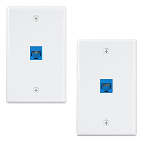 Iwillink (2-Pack) Ethernet Wall Plate, 1-Port Keystone Jack Wall Plate with RJ45 Keystone Inline Coupler insert, Female to Female Cat6 Keystone Jack Wall Plate, Blue Cover