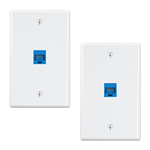 iwillink (2-Pack) Ethernet Wall Plate, 1-Port Keystone Jack Wall Plate with RJ45 Keystone Inline...
