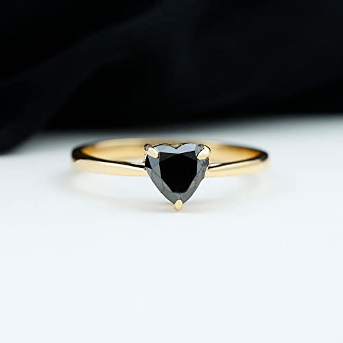 Certified Lab Grown Black Diamond 6mm Heart Promise Ring, AAAA Quality, Pre Engagement Ring (Ideal for Gift)2