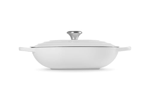 Image of Le Creuset Enameled Cast Iron Oval Casserole with Lid, 3.75 qt., White