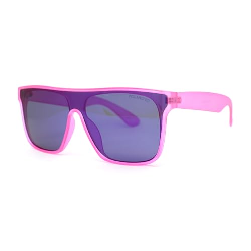 SA106 Polarized Pop Color Mirror Shield Horn Rim Oversize
