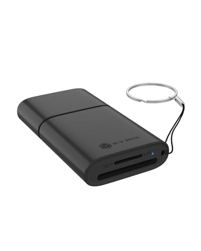 ICY Box Lecteur de Cartes 2-en-1 (SD/microSD UHS-I 170 Mo/s), USB 3.2 Gen 1 5 Gbit/s, USB-A avec Adaptateur USB-C, LED, Plug & Play, IB-CR204-CU3