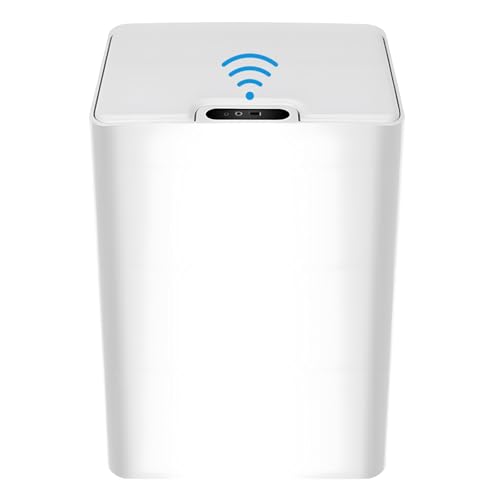 Gevvnss Pattumiera Intelligente con Sensore,Pattumiera Automatica 15 L Silenziosa,IPX5 Impermeabile,Elettrico Pattumiera Bagno con Coperchio per Cucina,Bagno,Ufficio e Soggiorno,Bianco