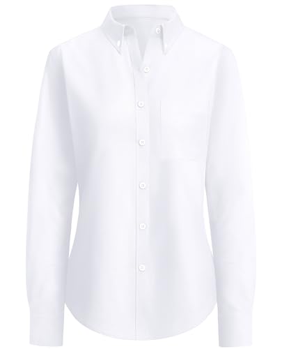 siliteelon Button Down Shirts Women Oxford Shirt Long Sleeve Stretch Dress Shirts Wrinkle Free Business Work Office Blouse