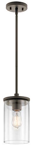 Black Friday - 80% OFF KICHLER Crosby 10.75" 1 Light Mini Pendant with Clear Glass Olde Bronze®