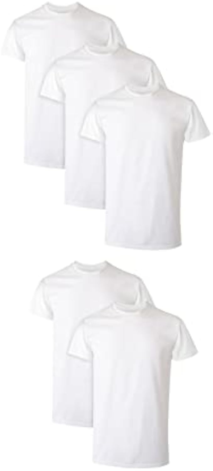 Hanes Men Men's White Performance Moisture-Wicking Crewneck Undershirt Tees, 5-Pack