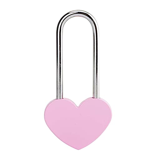 VeYocilk 3.5" 50mm Love Lock Heart Padlock,Pink Single Heart Wish Lock for Lovers Wedding,Valentines,Anniversary,Travel(NO Key)