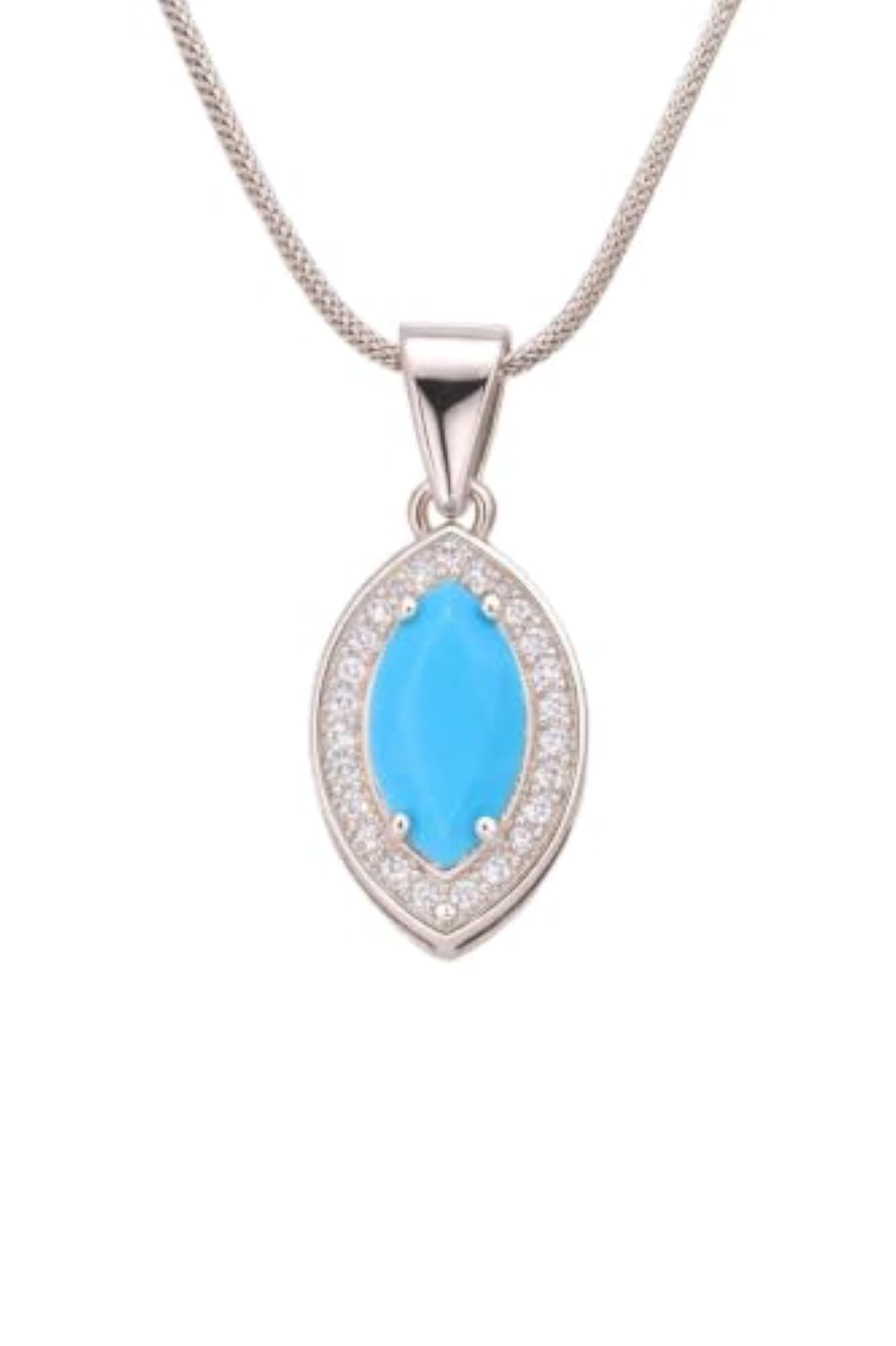 925 Silver Blue Marquise Pendant, Authenticity Certificate