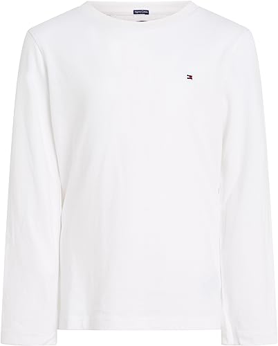 Tommy Hilfiger Jungen Langarmshirt Basic, Weiß (Bright White), 8 Jahre