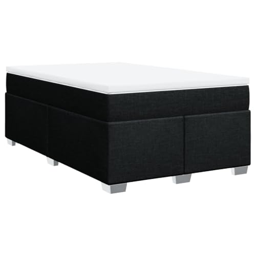 SooIarix Cama con somier con colchón negro, 120 x 190 cm, tela, marco de cama con somier, muelles ensacados, colchón, cama familiar estable, cómoda cama de boxeo para un sueño reparador