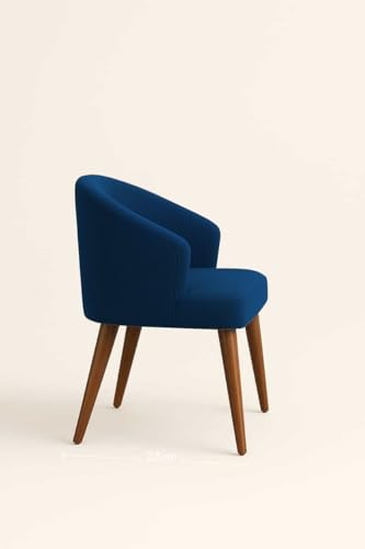 Image of WOODEN SPACE Velvetine Arm Chair for Living Room | Pure Sheesham Wood Legs & Premium Velvet Fabric | Vintage Accent Chair for Home & Office (Blue)