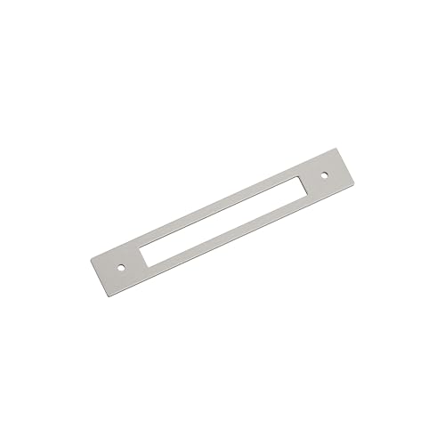Image of Amerock Medora 6-5 /16 inch Satin Nickel Backplate | Decorative zinc cabinet hardware backplate designed to complement knobs and pulls while protecting cabinet surfaces