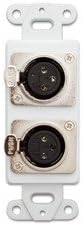 QUALCONNECT Decora Wall Plate Insert, White, Dual XLR Female to Solder Type