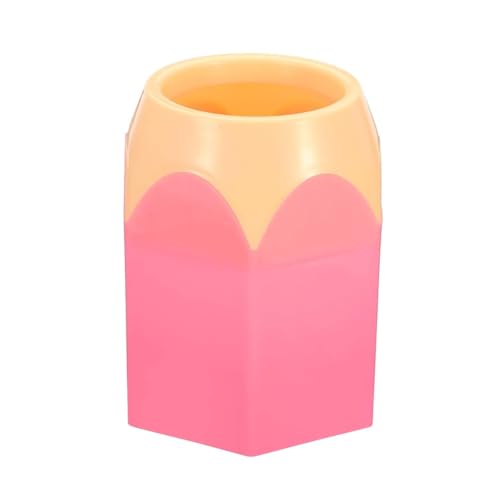 Porta-lápis porta-canetas para mesa formato de lápis organizador porta treco de plástico (Rosa)