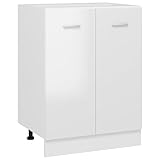 vidaXL Armario de Cocina Mueble Mobiliario Duradero Mesa Trabajo Almacenamiento Cuenco Plato Olla Alacena Contrachapada Blanco con Brillo 60x46x81,5cm