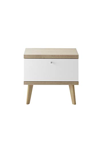 Beauty.Scouts Nachtkommode Max weiß matt Eiche Riviera 54x50x40cm Nachttisch Nachtkonsole Stauraumelement Schlafzimmerschrank Schlafzimmer Beistellschrank Schrank