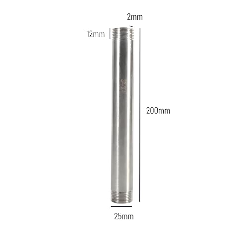 Miniatura 2 de Tubo Roscado De Acero Inoxidable Ss304 De 200 Mm Con Rosca Macho Bsp De 1 4 , 1 2 , 3 4 Y 1 Para Conexiones Industriales Dn8x1 4